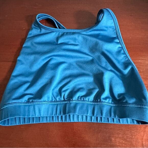DIP Active Yoga Blue sports bra LARGE Vented Open Racerback Womens - Picture 10 of 11